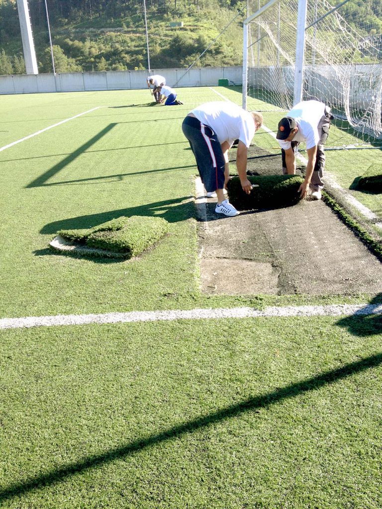 césped artificial Norcesped instalación hierba artificial deportivo reparación campo de fútbol IMD Ermua